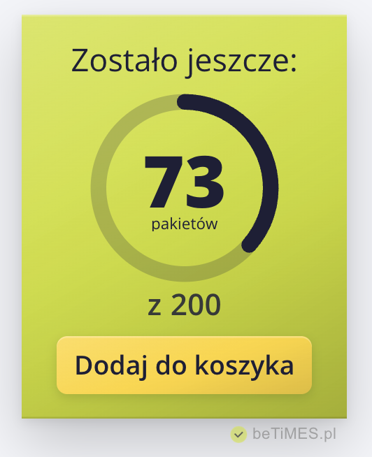 Licznik ile sztuk zostało w stylu Pierścień: zostało 73 pakietów z 200